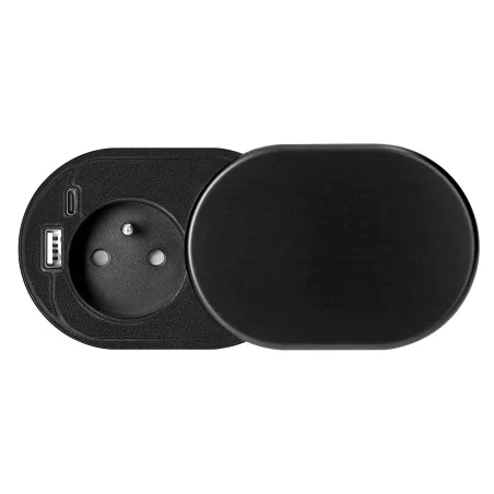 Gniazda-meblowe - gniazdo blatowe czarne z pokrywą ładowarką usb i przewodem or-gm-9042/b orno 