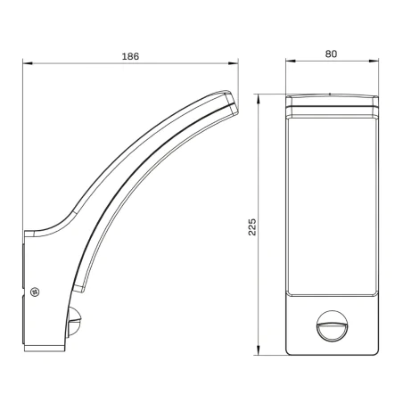 Kinkiety-ogrodowe - kinkiet ścienny elewacyjny led czarny lampa zewnętrzna z czujnikiem ruchu i zmierzchu 12w 4000k amy 331359 polux-goldlux 