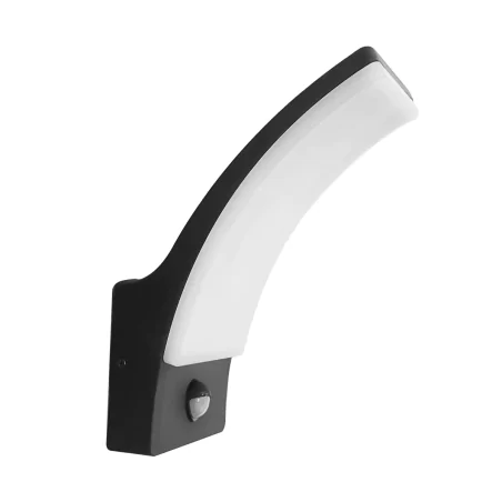 Kinkiety-ogrodowe - kinkiet ścienny elewacyjny led czarny lampa zewnętrzna z czujnikiem ruchu i zmierzchu 12w 4000k amy 331359 polux-goldlux 