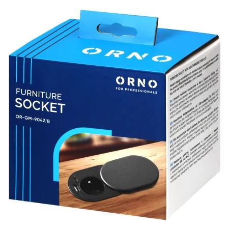 Gniazda-meblowe - gniazdo blatowe czarne z pokrywą ładowarką usb i przewodem or-gm-9042/b orno 