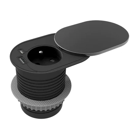 Gniazda-meblowe - gniazdo blatowe czarne z pokrywą ładowarką usb i przewodem or-gm-9042/b orno 