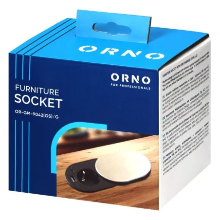 Gniazda-meblowe - srebrne gniazdo blatowe schuko z pokrywą ładowarką usb i przewodem or-gm-9042(gs)/g orno 