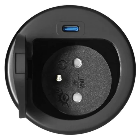 Gniazda-meblowe - gniazdo blatowe pojedyncze czarne z ładowarką usb c or-gm-9040/b orno 