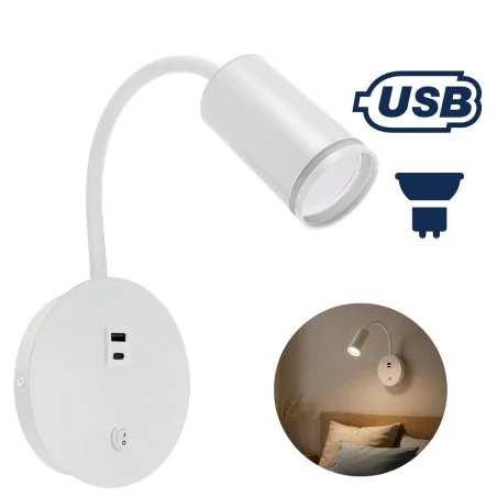 Kinkiety-do-salonu - biały kinkiet nad łóżko z wejściem usb do ładowania telefonu zula ideus 