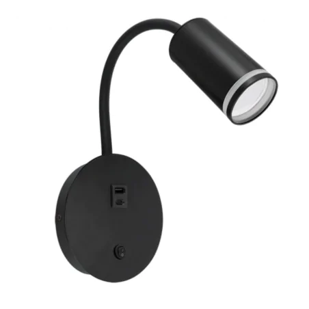 Kinkiety-do-salonu - czarna lampka nad łóżko z ładowarką do telefonu zula ideus 