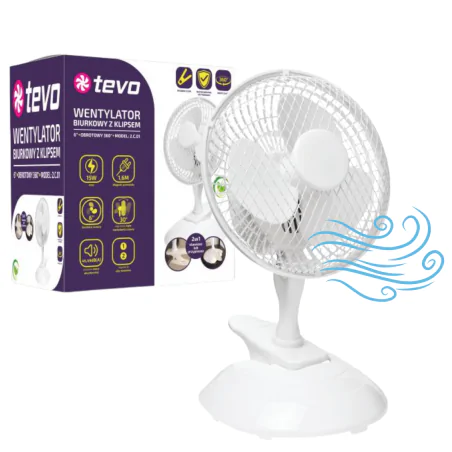 Wentylatory-na-biurko - wentylator biurkowy z klipsem 6 cali o mocy 15w  wiatrak biały fan2.c.01 tevo 