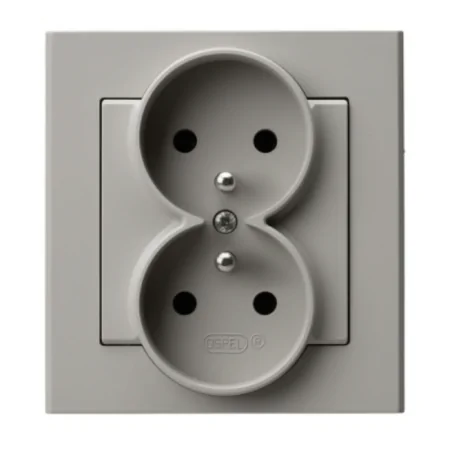 Gniazda-podwojne-podtynkowe - gniazdo podwójne elektryczne z uziemieniem kompletne z ramką kaszmir sonata ospel gp-2rz/82 