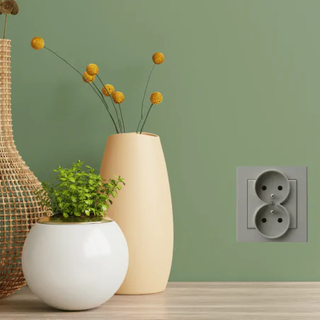 Gniazda-podwojne-podtynkowe - gniazdo podwójne elektryczne z uziemieniem kompletne z ramką kaszmir sonata ospel gp-2rz/82 