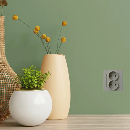 Gniazda-podwojne-podtynkowe - gniazdo podwójne elektryczne bez uziemienia kompletne z ramką kaszmir sonata ospel gp-2r/82 