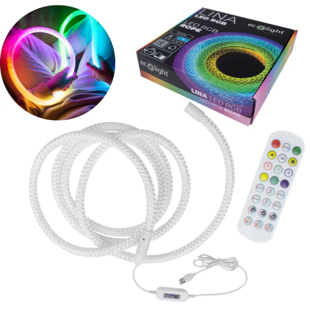 Tasmy-led - lina led z pilotem sznur elastyczny na aplikację mobilną wąż rgb o długości 3m smart ec61246 eco-light 