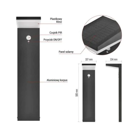 Slupki-ogrodowe - słupek ogrodowy solarny z czujnikiem ruchu ciepłe światło verea emos 