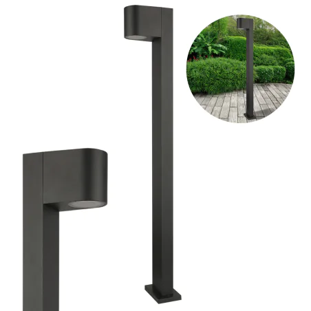 Slupki-ogrodowe - lampa ogrodowa słupek czarny z owalnym kloszem o wysokości 80cm boston 330994polux-goldlux 