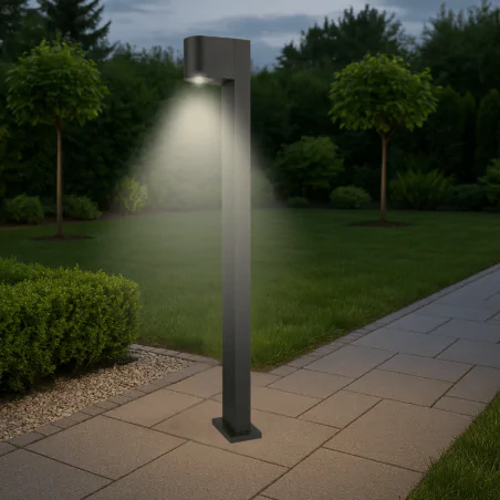 Slupki-ogrodowe - lampa ogrodowa słupek czarny z owalnym kloszem o wysokości 80cm boston 330994polux-goldlux 