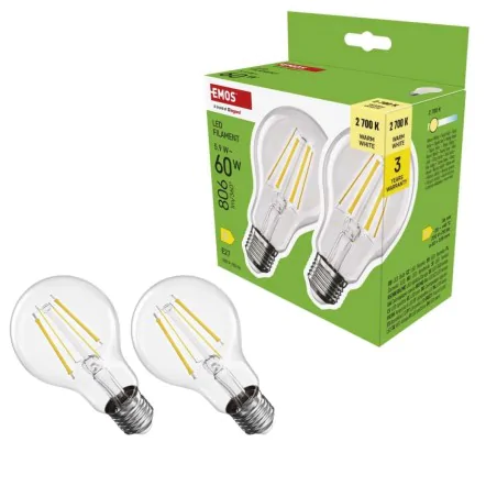 Gwint-trzonek-e27 - komplet żarówek led e27dwupak filament 6w-60w ciepła biel 806 zf5d42.2 emos 