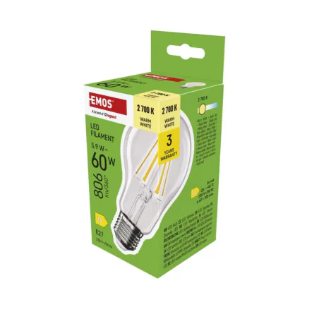 Gwint-trzonek-e27 - żarówek led e27 filament 6w- odpowiednik 60w ciepła biel 806lm zf5d42 emos 