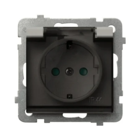 Gniazda-pojedyncze-podtynkowe - gniazdo pojedyncze z uziemieniem i klapką dymną do łazienki kaszmir kontakt do ramek sonata ospel gph-1rz/m/82/d 