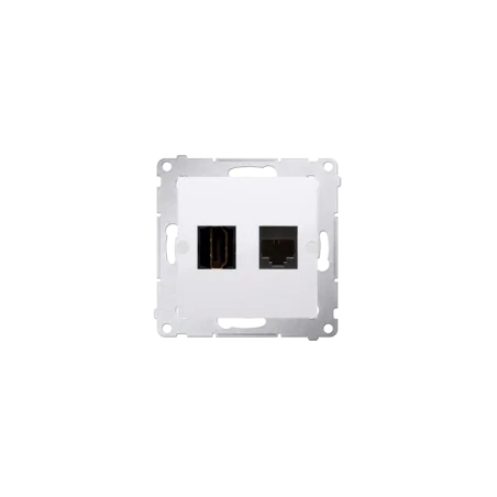 Gniazda-hdmi - białe gniazdo hdmi  z gniazdem internetowmy rj45 kat.6 dghrj45.01/11kontakt simon 54 