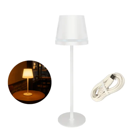 Lampki-nocne - lampka bezprzewodowa led biała na stolik do restauracji 3 barwy ines ideus 