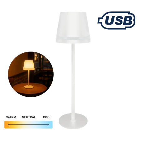 Lampki-nocne - lampka bezprzewodowa led biała na stolik do restauracji 3 barwy ines ideus 