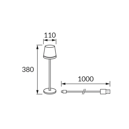 Lampki-nocne - złota lampka stołowa led ładowalna dotykowa pod usb ines ideus 