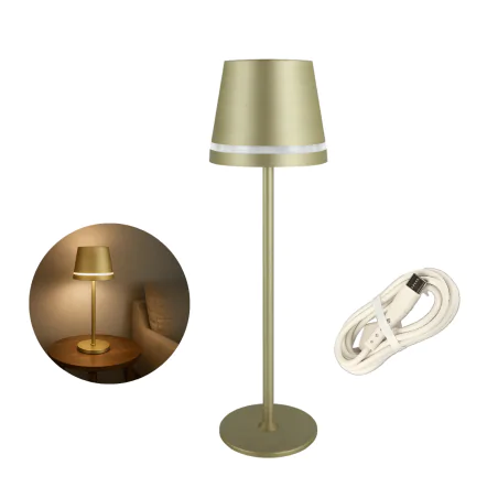 Lampki-nocne - złota lampka stołowa led ładowalna dotykowa pod usb ines ideus 