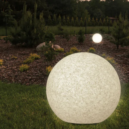 Lampy-kule-ogrodowe - kula ogrodowa o średnicy 30cm szara imitująca kamień na prąd argento 330345 polux-goldlux 