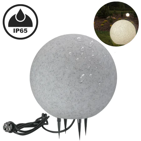 Lampy-kule-ogrodowe - kula ogrodowa o średnicy 30cm szara imitująca kamień na prąd argento 330345 polux-goldlux 