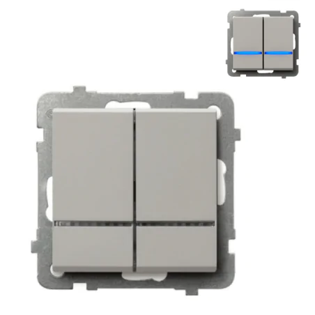 Wylaczniki-podwojne - włącznik podwójny klasyczny podświetlany świecznikowy kaszmir do ramek serii sonata ospel łp-2rs/m/82 