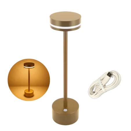 Lampki-nocne - złota lampka stołowa led przenośna ładowalna dotykowa pod usb talia cct ideus 