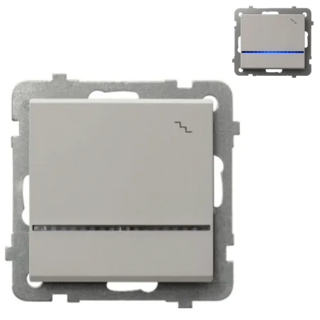 Wylaczniki-schodowe - włącznik schodowy pojedynczy klatkowy z niebieskim podświetleniem kaszmir do ramek serii sonata ospel łp-3rs/m/82 