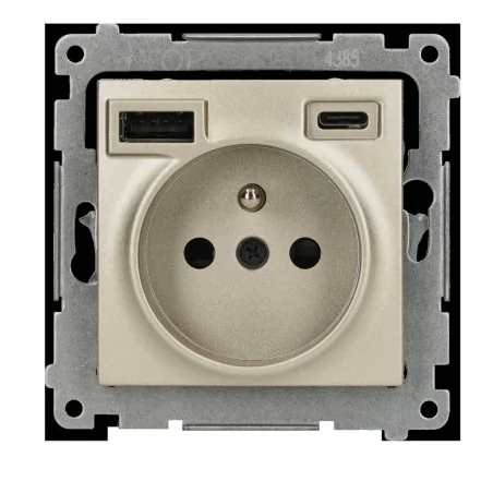 Gniazda-pojedyncze-podtynkowe - złote gniazdo elektryczne z ładowarką do telefonów 2xusb dgz1zusb2ca.01/44 kontakt simon 54 