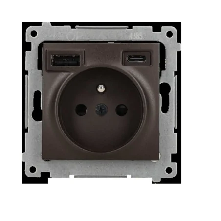 Gniazda-pojedyncze-podtynkowe - brązowe gniazdko elektryczne z ładowarką do telefonów 2xusb dgz1zusb2ca.01/46 kontakt simon 54 