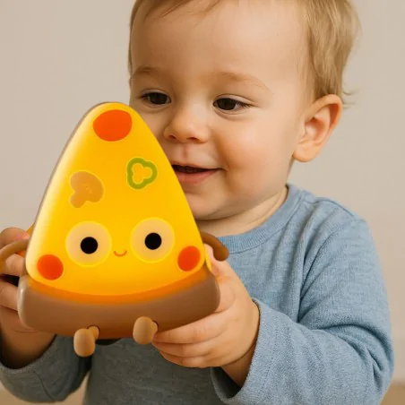 Oswietlenie-do-pokoju-dzieciecego - lampka nocna led dziecięca ciepłe światło pizza do zasypiania interblue 