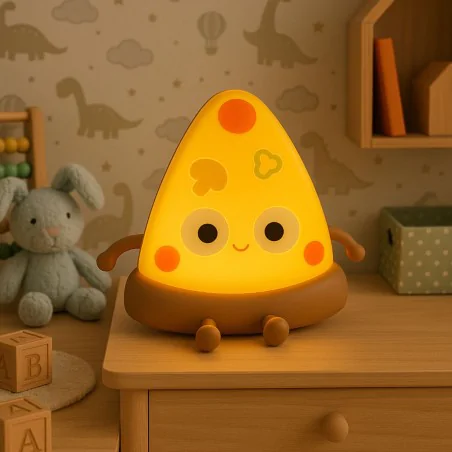 Oswietlenie-do-pokoju-dzieciecego - lampka nocna led dziecięca ciepłe światło pizza do zasypiania interblue 