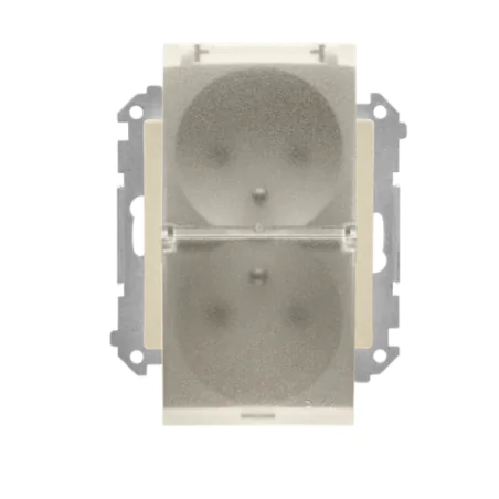 Gniazda-podwojne-podtynkowe - gniazdo podwójne z przezroczystą klapką do łazienki szampańskie tgz2bmcz.01/144a kontakt simon 55 