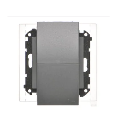 Gniazda-podwojne-podtynkowe - grafitowe gniazdo podwójne z klapką do łazienki matowe tgz2bmcz.01/116 kontakt simon 55 