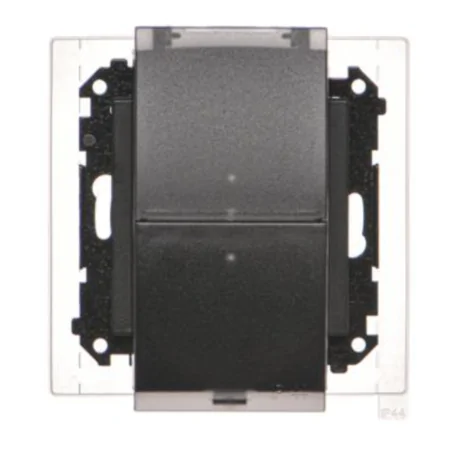 Gniazda-podwojne-podtynkowe - czarne matowe gniazdko podwójne z klapką transparentną do łazienki tgz2bmcz.01/149a kontakt simon 55 