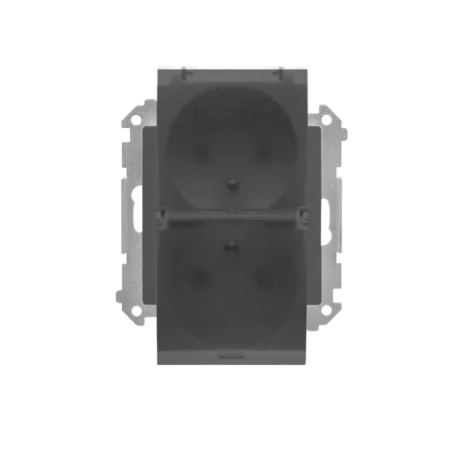 Gniazda-podwojne-podtynkowe - grafitowe gniazdko podwójne z klapką transparentną do łazienki mat tgz2bmcz.01/116a kontakt simon 55 