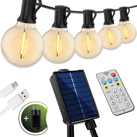 Swiecace-kule-i-girlandy - lampki solarne girlanda ogrodowa na pilota z usb ciepła lumsol0045 callis2 lumiled 