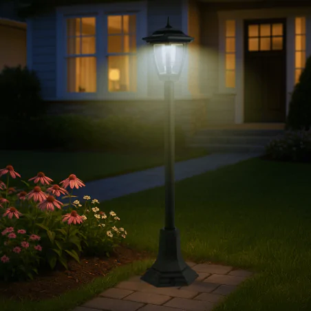 Lampy-solarne - lampa solarna do ogrodu latarnia zewnętrzna led czarna post vo2795 volteno 