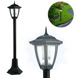 Lampy-solarne - lampa solarna do ogrodu latarnia zewnętrzna led czarna post vo2795 volteno