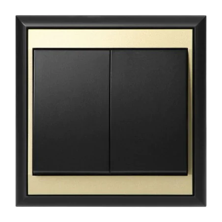 Wylaczniki-podwojne - włącznik światła wyłącznik podwójny czarno-złoty matowy wp-2l luna abex 