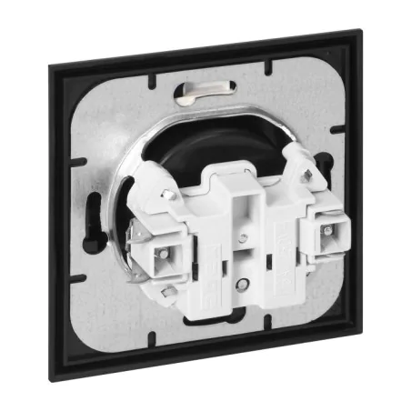 Gniazda-pojedyncze-podtynkowe - czarno-złote gniazdo pojedyncze z uziemieniem z ramką pt-16l luna abex 