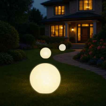 Lampy-kule-ogrodowe - lampa kula ogrodowa o średnicy 30cm biała na prąd argento 330383 polux-goldlux 