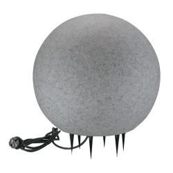 Lampy-kule-ogrodowe - kula ogrodowa wbijana o średnicy 40cm szara imitująca kamień na żarówkę e27 argento 330352 polux-goldlux 