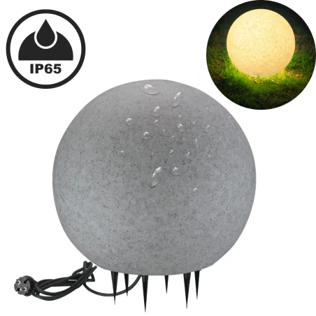 Lampy-kule-ogrodowe - kula ogrodowa wbijana o średnicy 40cm szara imitująca kamień na żarówkę e27 argento 330352 polux-goldlux 