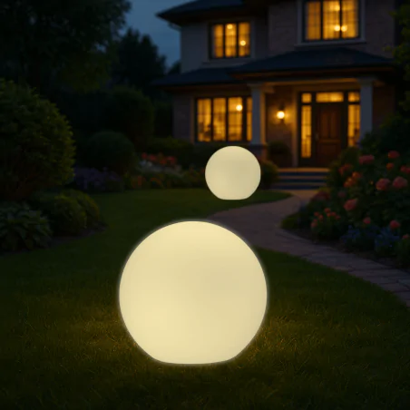 Lampy-kule-ogrodowe - lampa kula ogrodowa o średnicy 40cm biała na żarówkę e27 argento 330390 polux-goldlux 