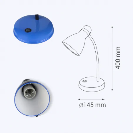 Lampki-biurkowe - lampka na biurko niebieska dla chłopca oświetlenie do nauki e27 ben fn019 nilsen 