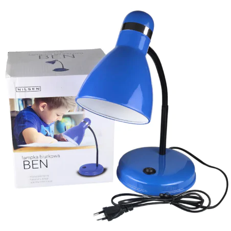 Lampki-biurkowe - lampka na biurko niebieska dla chłopca oświetlenie do nauki e27 ben fn019 nilsen 