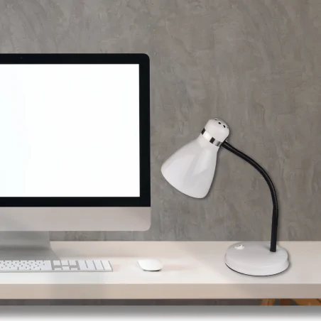Lampki-biurkowe - lampka na biurko biała ruchome ramię oświetlenie do nauki e27 ben fn02 nilsen 